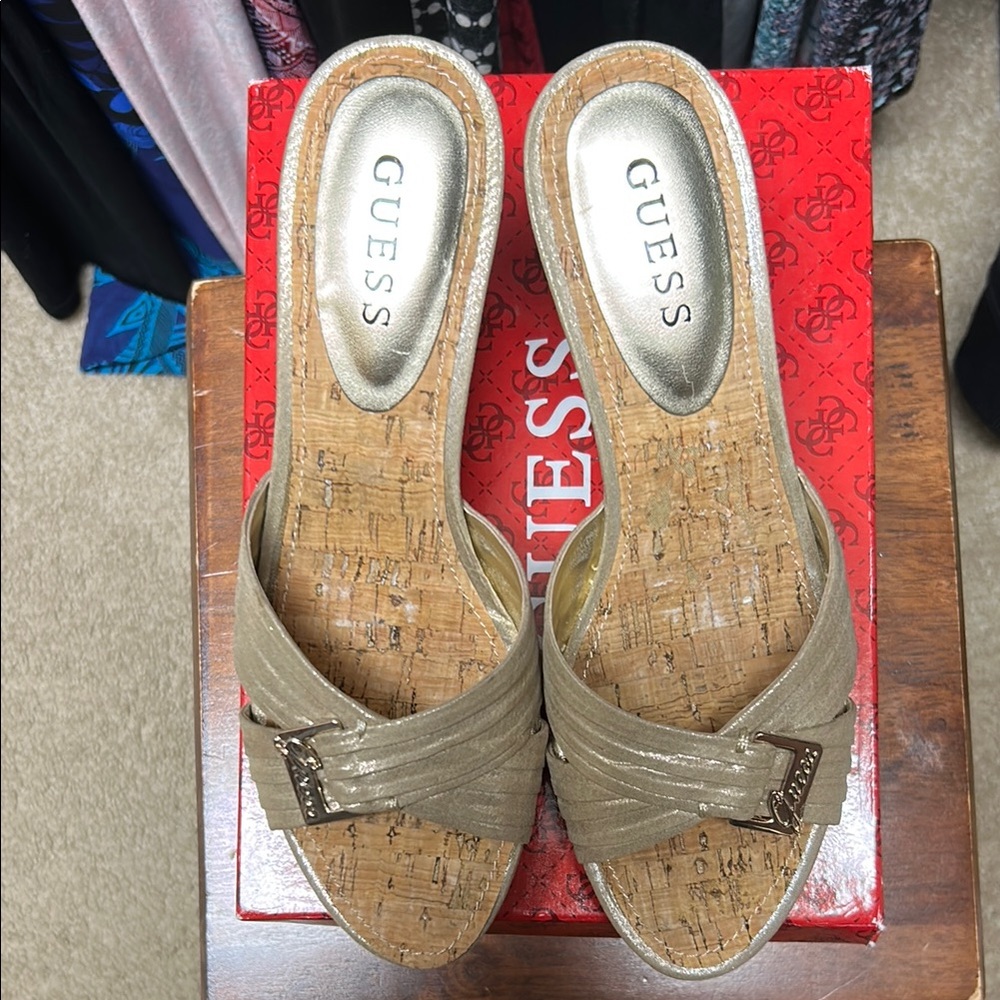 Guess Women's Beige Slide Sandals